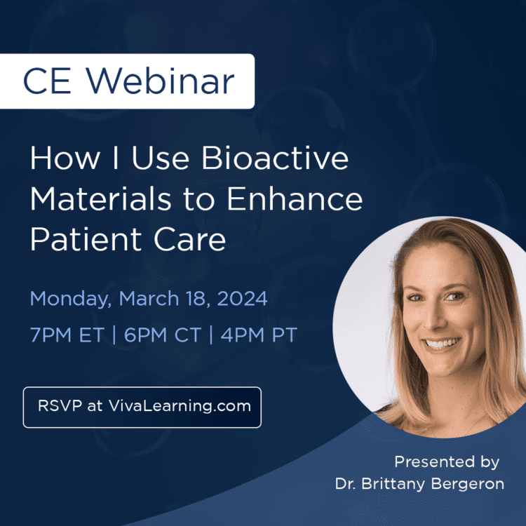 Lesen Sie mehr über den Artikel Join our Free CE Webinar: How I Use Bioactive Materials to Advance Patient with Dr. Brittany Bergeron